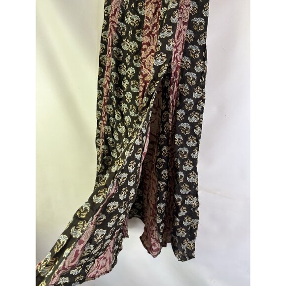 New Natural Life Color Block Patchwork Floral Flowy Maxi Skirt Boho - Picture 6 of 8